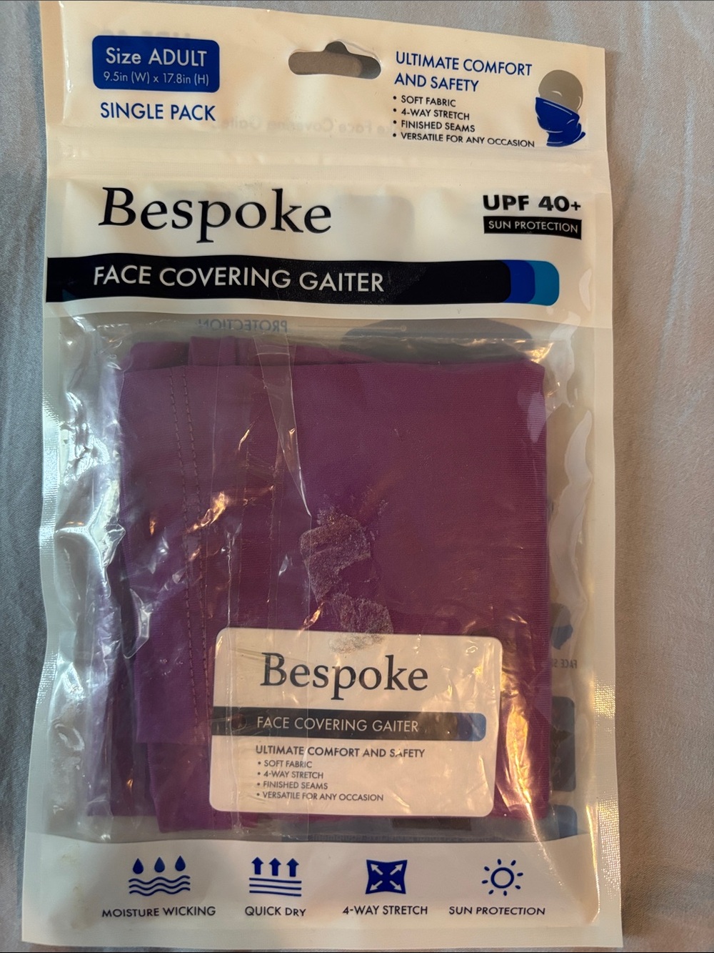 Bespoke Purple Face Covering Gaiter - Solid Purple